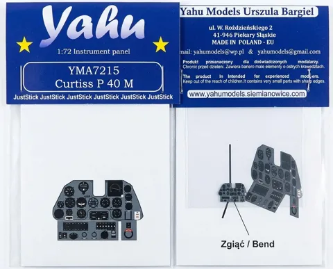 Barevný fotolept přístrojové desky Yahu Models YMA7215 pro P-40 M v měřítku 1/72