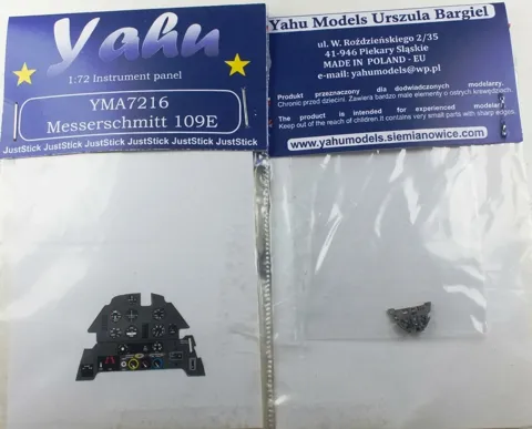 Barevná fotoleptaná přístrojová deska Yahu Models YMA7216 Me-109E v měřítku 1/72