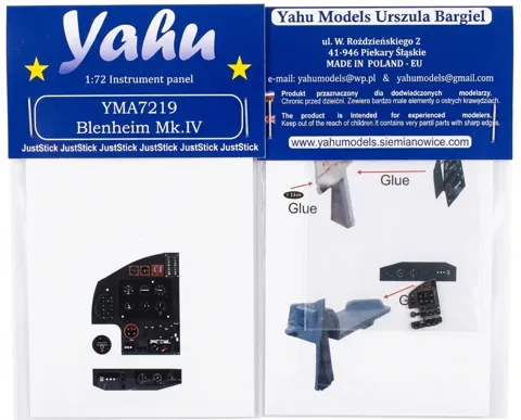 Barevná fotoleptaná přístrojová deska Yahu Models YMA7219 Blenheim Mk.IV v měřítku 1/72