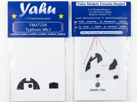 Barevná fotoleptaná přístrojová deska Yahu Models YMA7238 pro Typhoon Mk.I v měřítku 1/72