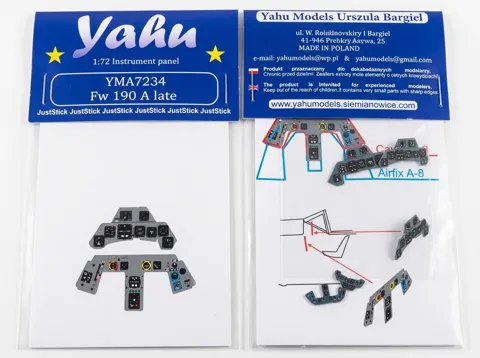 Barevná fotoleptaná přístrojová deska Yahu Models YMA7234 Fw 190 A late v měřítku 1/72