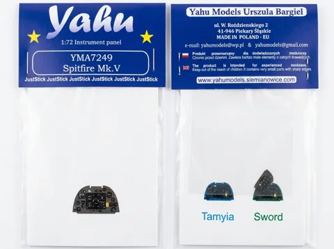 Barevný fotolept Yahu Models YMA7249 – přístrojová deska Spitfire V v měřítku 1/72