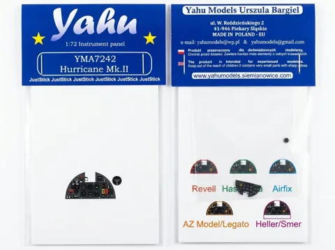 Barevná fotoleptaná přístrojová deska Yahu Models YMA7242 Hurricane II v měřítku 1/72