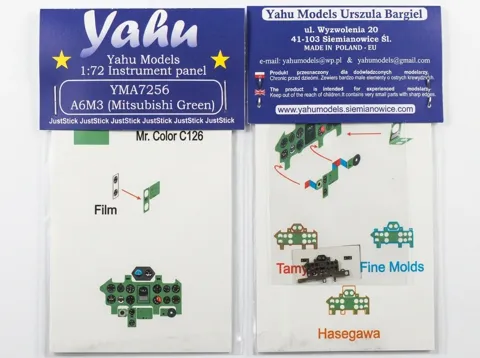 Barevná fotoleptaná přístrojová deska Yahu Models YMA7256 pro A6M3 v měřítku 1/72