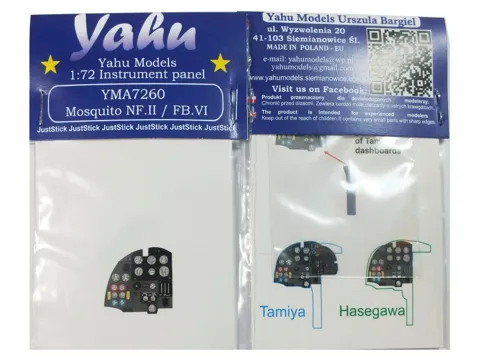 Barevná fotoleptaná přístrojová deska Yahu Models YMA7260 Mosquito NF.II / FB VI v měřítku 1/72
