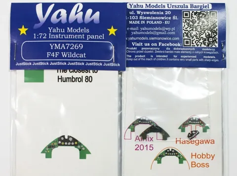 Barevná fotoleptaná přístrojová deska Yahu Models YMA7269 pro F4F Wildcat v měřítku 1/72