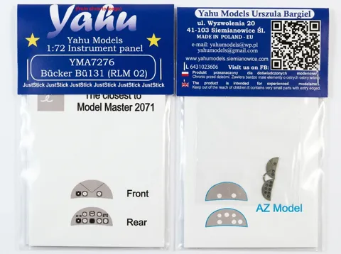 Barevný fotolept přístrojové desky Yahu Models YMA7276 pro Bücker Bü-131 v měřítku 1/72