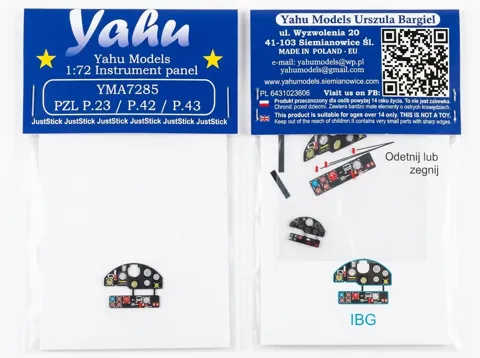 Fotoleptová přístrojová deska Yahu Models YMA7285 pro PZL P.23 v měřítku 1/72