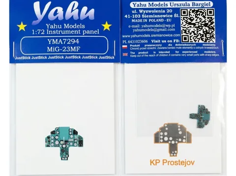 Barevný fotolept přístrojové desky Yahu Models YMA7294 pro MiG-23MF v měřítku 1/72