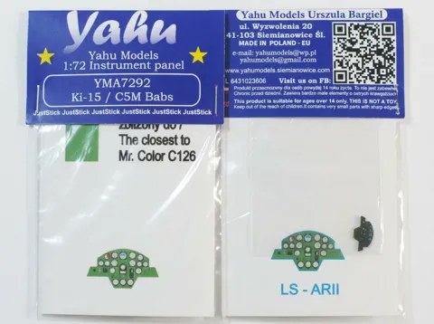 Barevná fotoleptaná přístrojová deska Yahu Models YMA7292 pro model C5M / Ki-15 Babs 1/72
