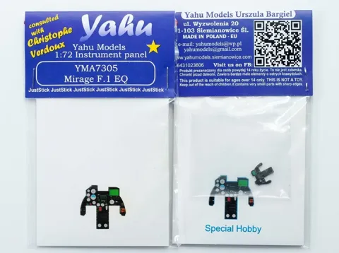 Barevná fotoleptaná přístrojová deska Yahu Models YMA7305 Mirage F.1 EQ v měřítku 1/72