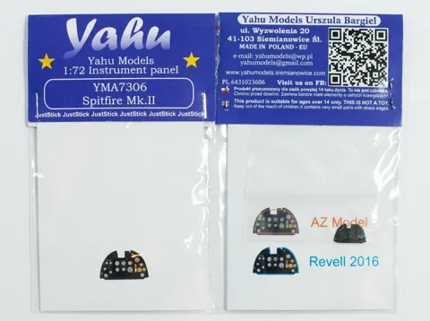 Barevný fotolept přístrojové desky Yahu Models YMA7306 pro Spitfire II v měřítku 1/72