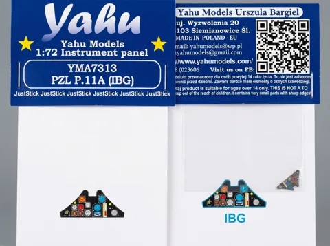 Barevná fotoleptaná přístrojová deska Yahu Models YMA7313 pro P.11A v měřítku 1/72