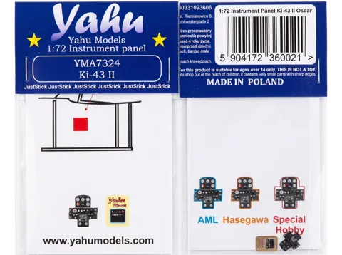 Barevná fotoleptaná přístrojová deska Yahu Models YMA7324 pro Ki-43-II v měřítku 1/72