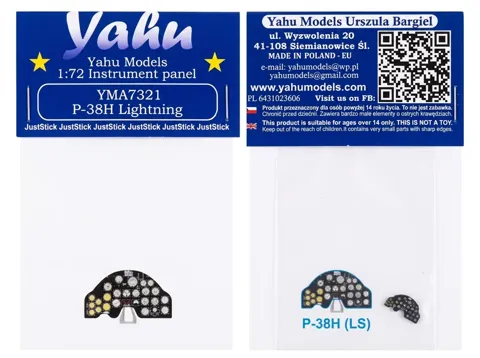 Barevný fotolept Yahu Models YMA7321 1/72 P-38H – přístrojová deska pro stavebnici RS Model