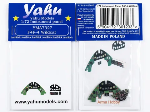 Barevná fotoleptaná přístrojová deska Yahu Models YMA7327 pro F4F-4 Wildcat v měřítku 1/72