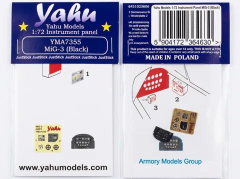 Barevná fotoleptaná přístrojová deska Yahu Models YMA7355 MiG-3 Late 1/72