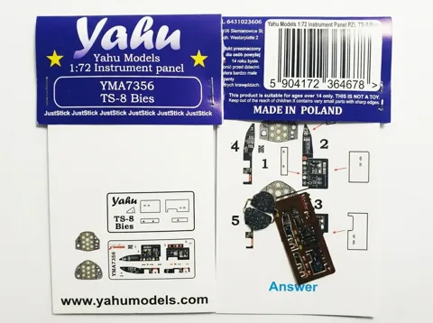 Barevná fotoleptaná přístrojová deska Yahu Models YMA7356 pro TS-8 Bies v měřítku 1/72