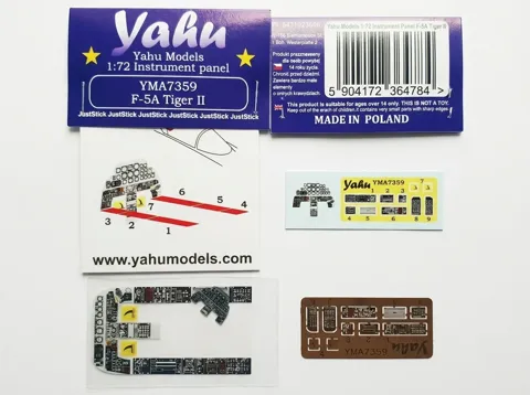 Barevný fotolept Yahu Models YMA7359 – přístrojová deska F-5A Tiger II v měřítku 1/72