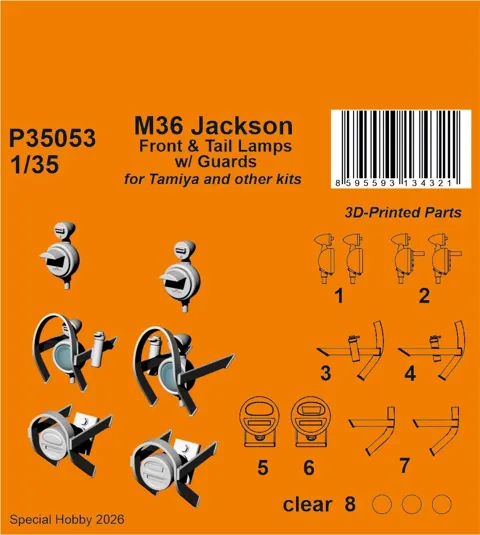 Doplňková sada CMK P35053 1/35 – přední světlomety s ochrannými koši pro M36 Jackson