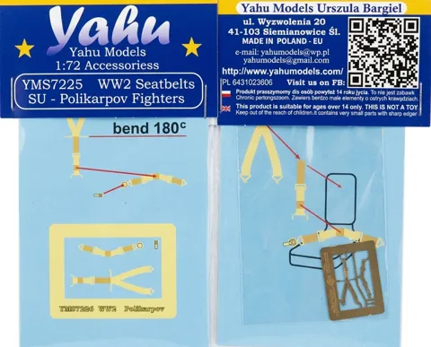Fotoleptaný plát bezpečnostních pásů Yahu Models YMS7225 WW2 Polikarpov v měřítku 1/72