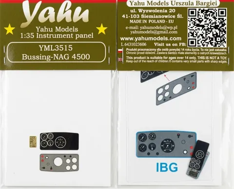Předbarvená přístrojová deska Yahu Models YML3515 Büssing-NAG 4500 v měřítku 1/35