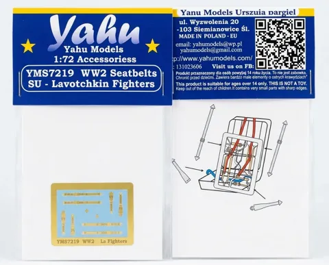 Fotoleptané bezpečnostní pásy Yahu Models YMS7219 pro sovětské stíhačky La v měřítku 1/72