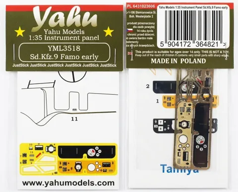 Předbarvená přístrojová deska Yahu Models YML3518 Sd.Kfz. 9 Famo raná verze v měřítku 1/35