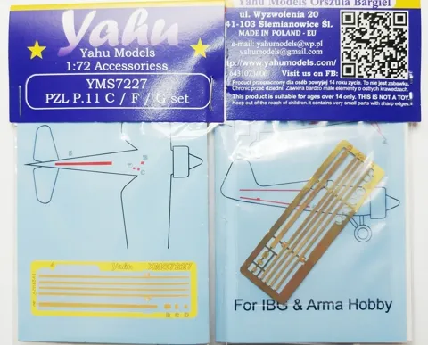 Doplňková sada Yahu Models YMS7227 PZL P.11 C/F/G v měřítku 1/72 v originálním balení