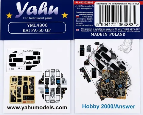 Předbarvená přístrojová deska Yahu Models YML4806 KAI FA-50GF v měřítku 1/48