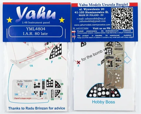 Předbarvená přístrojová deska Yahu Models YML4804 I.A.R. 80 late v měřítku 1/48