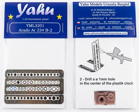 Předbarvená přístrojová deska Yahu Models YML3201 Arado Ar 234 B-2 v měřítku 1/32