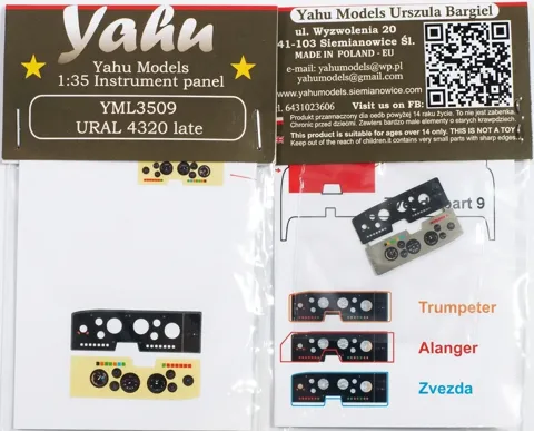 Předbarvený fotolept Yahu Models YML3509 URAL 4320 Late 1/35 s přístrojovou deskou