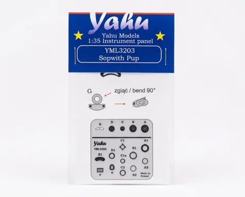 Předbarvená přístrojová deska Yahu Models YML3203 Sopwith Pup v měřítku 1/32