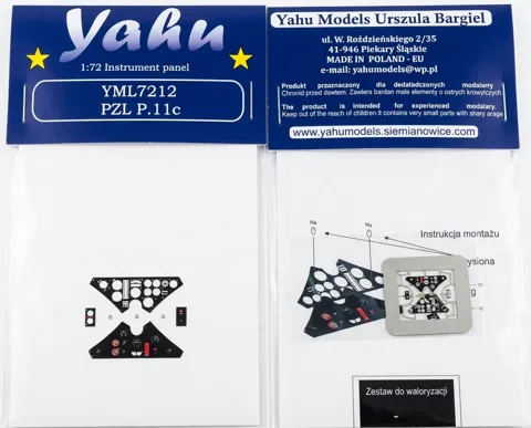 Předbarvená přístrojová deska Yahu Models YML7212 P-11c v měřítku 1/72