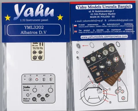 Předbarvená přístrojová deska Yahu Models YML3202 Albatros D.V v měřítku 1/32