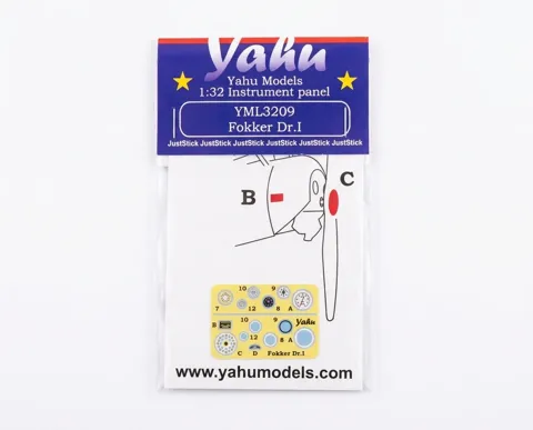Předbarvená přístrojová deska Yahu Models YML3209 Fokker Dr.I v měřítku 1/32