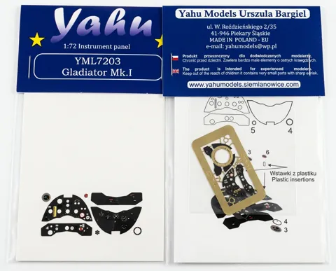 Předbarvená přístrojová deska Yahu Models YML7203 Gladiator Mk.I v měřítku 1/72