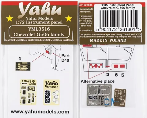 Předbarvená přístrojová deska Yahu Models YML3516 pro Chevrolet G506 G7107 v měřítku 1/35