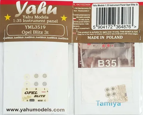 Předbarvený set přístrojové desky Yahu Models YML3519 Opel Blitz 3t v měřítku 1/35