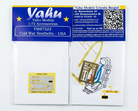 Fotoleptaná sada bezpečnostních pásů Yahu Models YMS7222 Cold War Seatbelts USA Fabric v měřítku 1/72