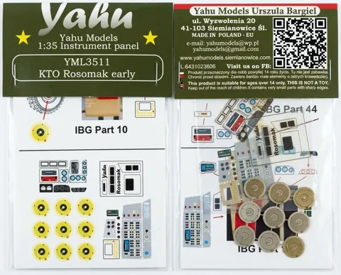 Předbarvený fotolept Yahu Models YML3511 přístrojová deska KTO Rosomak early v měřítku 1/35