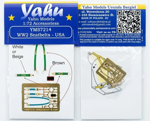 Fotoleptané bezpečnostní pásy Yahu Models YMS7214 USAAF a US Navy v měřítku 1/72