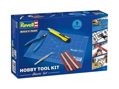 Sada modelářského nářadí Revell Hobby Tool Kit Basic 39639 s řezákem, kleštěmi, pinzetou a brousítky