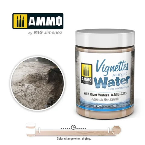 Kelímek AMMO Mig A.MIG-2243 Wild River Waters 100 ml, akrylový vodní efekt pro diorámata