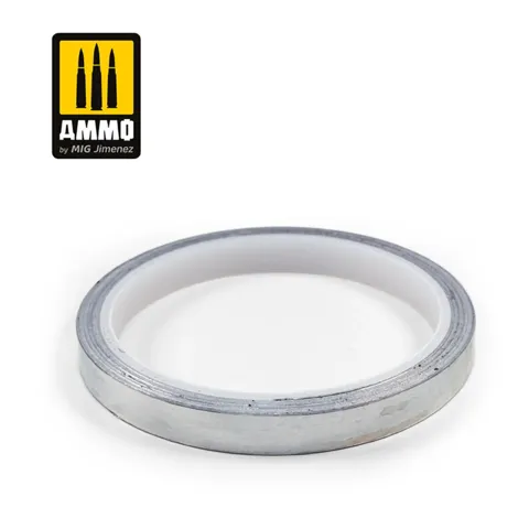 Role aluminiové lepicí pásky AMMO Mig A.MIG-8250 o rozměru 10 mm × 10 m v plastovém sáčku