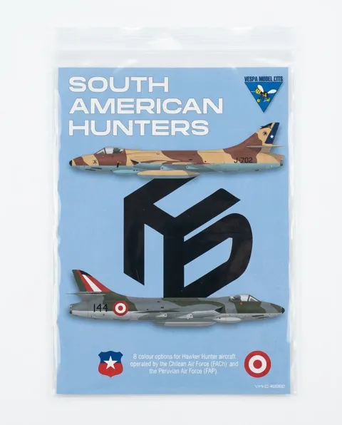 Obtiskový arch Vespa Model Kits VMKD48002 South American Hunters 1/48 pro Hawker Hunter