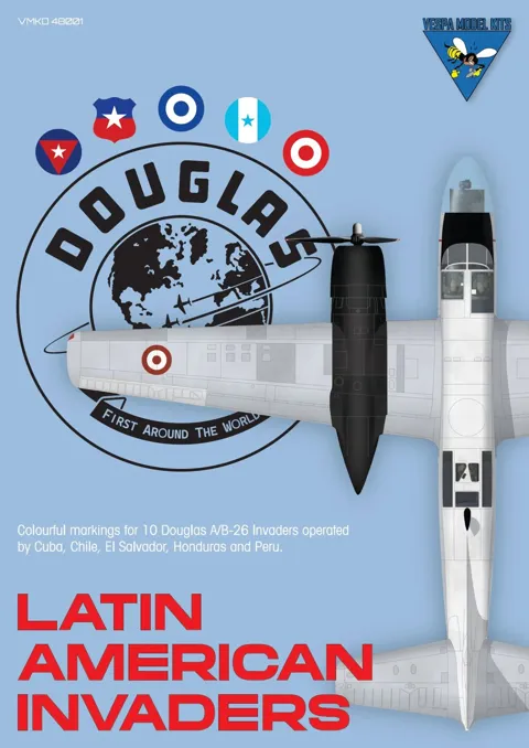 Aršík obtisků Vespa Model Kits VMKD48001 Latin American Invaders v měřítku 1/48