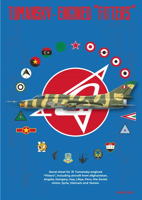 Aršík obtisků Vespa Model Kits VMKD72001 Tumansky-Engined Fitters v měřítku 1/72