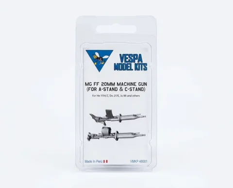3D tištěná sada výzbroje Vespa Model Kits VMKP48001 Oerlikon MG FF 20 mm v měřítku 1/48